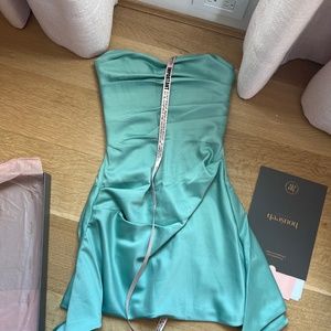 HOUSE OF CB JADE Jasmine Strapless Satin Corset Dress